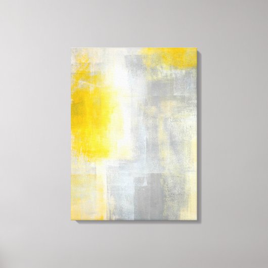 'Silence' Grijs en Geel Abstract Kunstdruk Canvas Afdruk (Voorkant)