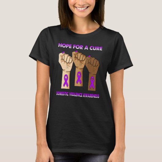 Silence Hand Hope For A Cure Domestic Violence Awa T-shirt (Voorkant)