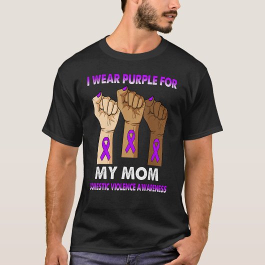 Silence Hand I Wear Purple For My Mom Domestic Vio T-shirt (Voorkant)