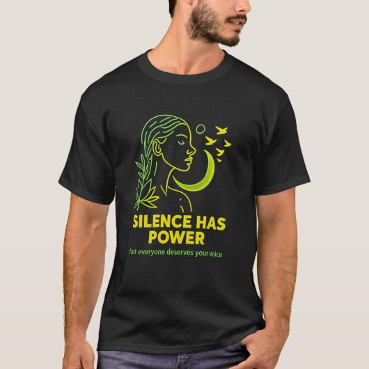 SILENCE HAS POWER  - neon minimalist Basic T-Shirt (Voorkant)