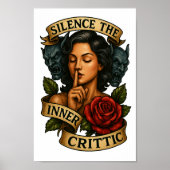 Silence Inner Critic Tattoo PNG Clipart Poster (Voorkant)