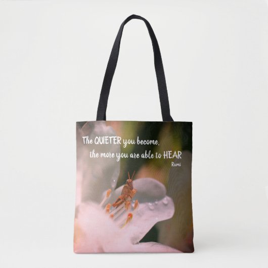 Silence Inspirerend Rumi Quote Tote Bag (Voorkant)