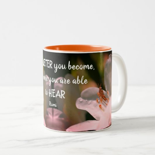 Silence Inspirerend Rumi Quote Tweekleurige Koffiemok (Voorkant rechts)