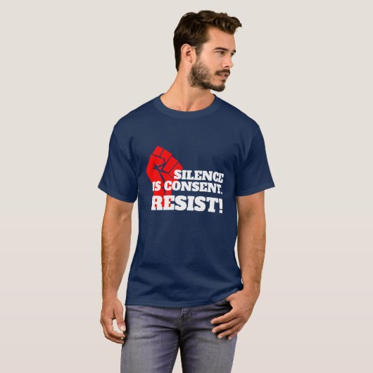 "Silence is Consent" with clenched fist T-shirt (Voorkant volledig)