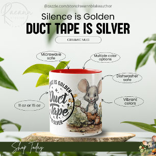Silence is golden, duct tape is zilveren keramisch tweekleurige koffiemok
