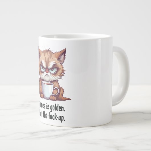 Silence is Golden Funny Cat Quotes Coffee Mok (Voorkant rechts)