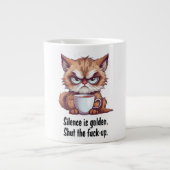 Silence is Golden Funny Cat Quotes Coffee Mok (Voorkant)