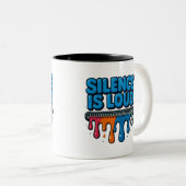Silence Is Loud Bold Typography Art Mug Tweekleurige Koffiemok (Voorkant rechts)