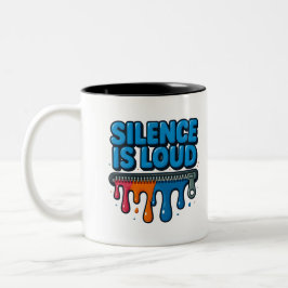 Silence Is Loud Bold Typography Art Mug Tweekleurige Koffiemok