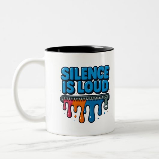 Silence Is Loud Bold Typography Art Mug Tweekleurige Koffiemok (Links)