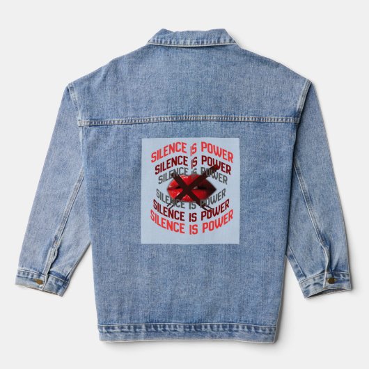 Silence Is Power Bold Typography Art Denim Jacket (Achterkant)