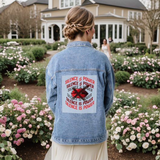 Silence Is Power Bold Typography Art Denim Jacket (Huwelijk Achterkant)