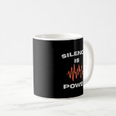 Silence Is Power Inspirational Minimal Soundwave  Koffiemok (Voorkant rechts)