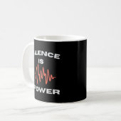 Silence Is Power Inspirational Minimal Soundwave  Koffiemok (Voorkant links)