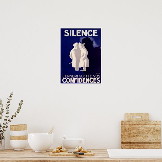 Silence L'ennemi Guette vertrouwt de Franse oorlog Poster (Keuken)