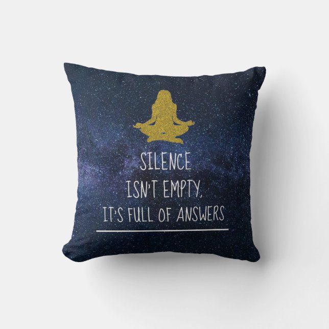 Silence Meditation Quote Zen Yoga Night Stars Kussen (Voorkant)