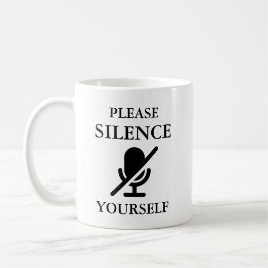 SILENCE YOURSELF Funny Quote Koffiemok (Links)