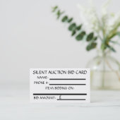 Silent Auction Bid Card (White) BRITISH POUND Visitekaartje (Staand voorkant)