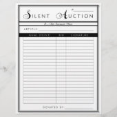 Silent Auction Form - Letter Sized Paper (Voorkant)