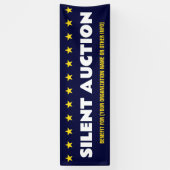 Silent Auction met sterren en informatie over voor Spandoek (Verticaal)