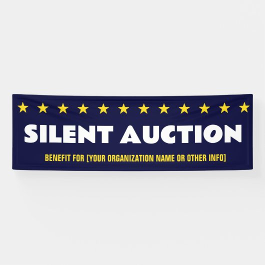Silent Auction met sterren en informatie over voor Spandoek (Horizontaal)