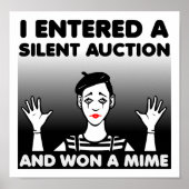 Silent Auction Mime Funny Poster (Voorkant)