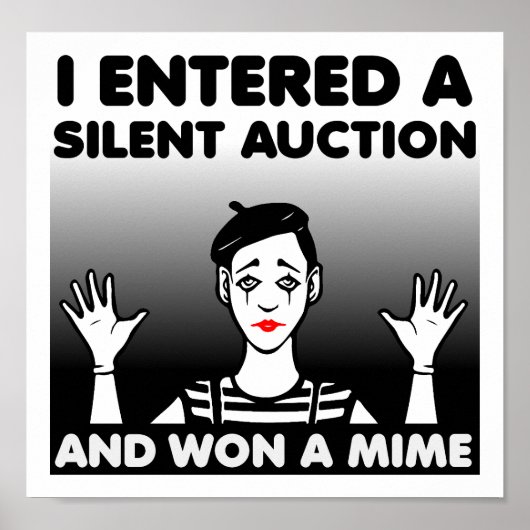 Silent Auction Mime Funny Poster (Voorkant)