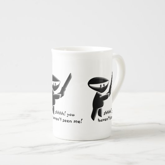 Silent Black ninja moordenaar, gewapend en gevaarl Porselein Kop (Voorkant rechts)