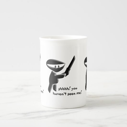 Silent Black ninja moordenaar, gewapend en gevaarl Porselein Kop (Voorkant)