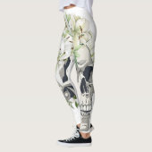 Silent Bloom: Schedel en witte lelies Leggings (Links)