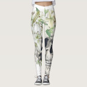 Silent Bloom: Schedel en witte lelies Leggings (Voorkant)