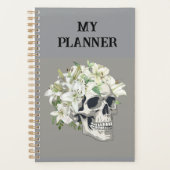 Silent Bloom: Schedel en witte lelies Planner (Voorkant)