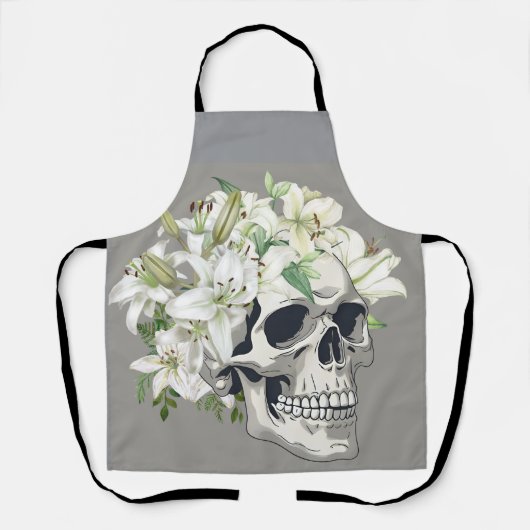 Silent Bloom: Schedel en witte lelies Schort (Voorkant)