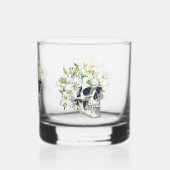 Silent Bloom: Schedel en witte lelies Whisky Glas (Achterkant)