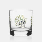 Silent Bloom: Schedel en witte lelies Whisky Glas (Links)