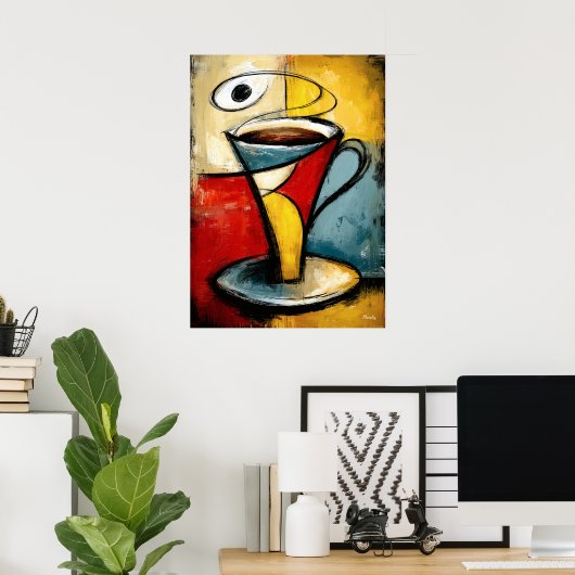 Silent Brew — Contemporary Abstract Expressionism Poster (Thuiskantoor)