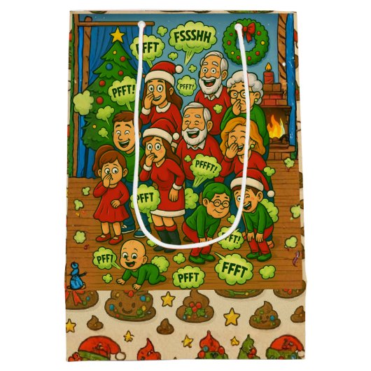 Silent But Deadly Night A Farting Christmas Family Medium Cadeauzakje (Achterkant)