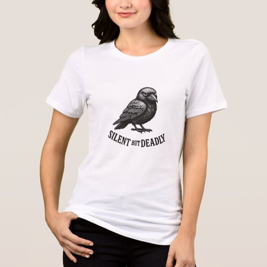 Silent But Deadly Raven Funny Dark Humor Design Tri-Blend Shirt (Voorkant)