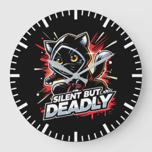 Silent But Deadly - Schattigee Ninja Cat Grote Klok