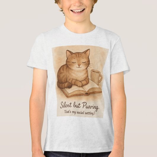 Silent but Purring Cat Tee Tri-Blend Shirt (Voorkant)