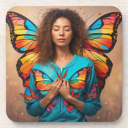 Silent Butterfly Girl Hard Plastic Onderzetter (Voorkant)