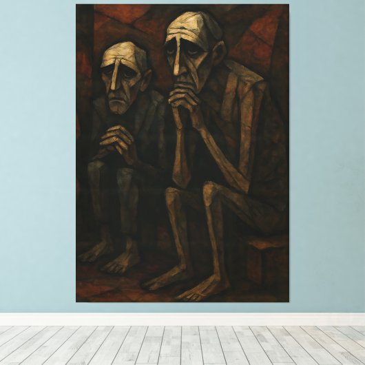 Silent Companions" | Cubist & Expressionist . Canvas Afdruk (Insitu (Houten vloer))