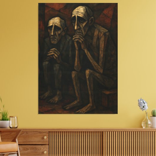 Silent Companions" | Cubist & Expressionist . Canvas Afdruk (Insitu (Woonkamer))