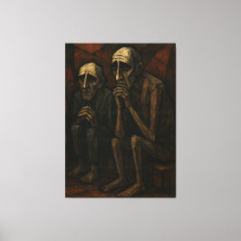 Silent Companions" | Cubist & Expressionist . Canvas Afdruk