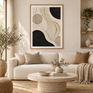 Silent Current | Minimal Abstract Plaster Art Prin Poster