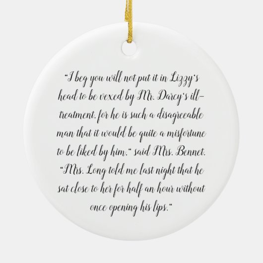Silent Darcy - Jane Austen Pride en Prejudice Keramisch Ornament (Achterkant)
