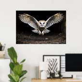 Silent Descent: een kerkuil tijdens de vlucht Poster (Thuiskantoor)