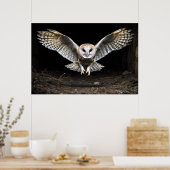 Silent Descent: een kerkuil tijdens de vlucht Poster (Keuken)