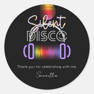 Silent Disco Neon Hoofdtelefoon Volwassen Verjaard Ronde Sticker