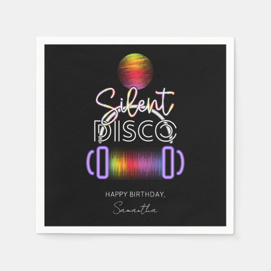 Silent Disco Neon Hoofdtelefoon Volwassen Verjaard Servet (Voorkant)